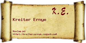 Kreiter Ernye névjegykártya